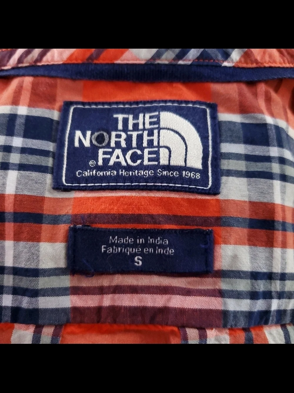 The North Face Mens Long Sleeve Button Up Shirt Small Orange 100% Cotton